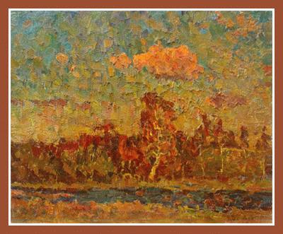 Autumn forest (oil on cardboard, 16"x20", 1983)Russian Art Exhibition